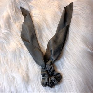 NEW Grey Satin Hair Bow Hair Tie Scrunchie